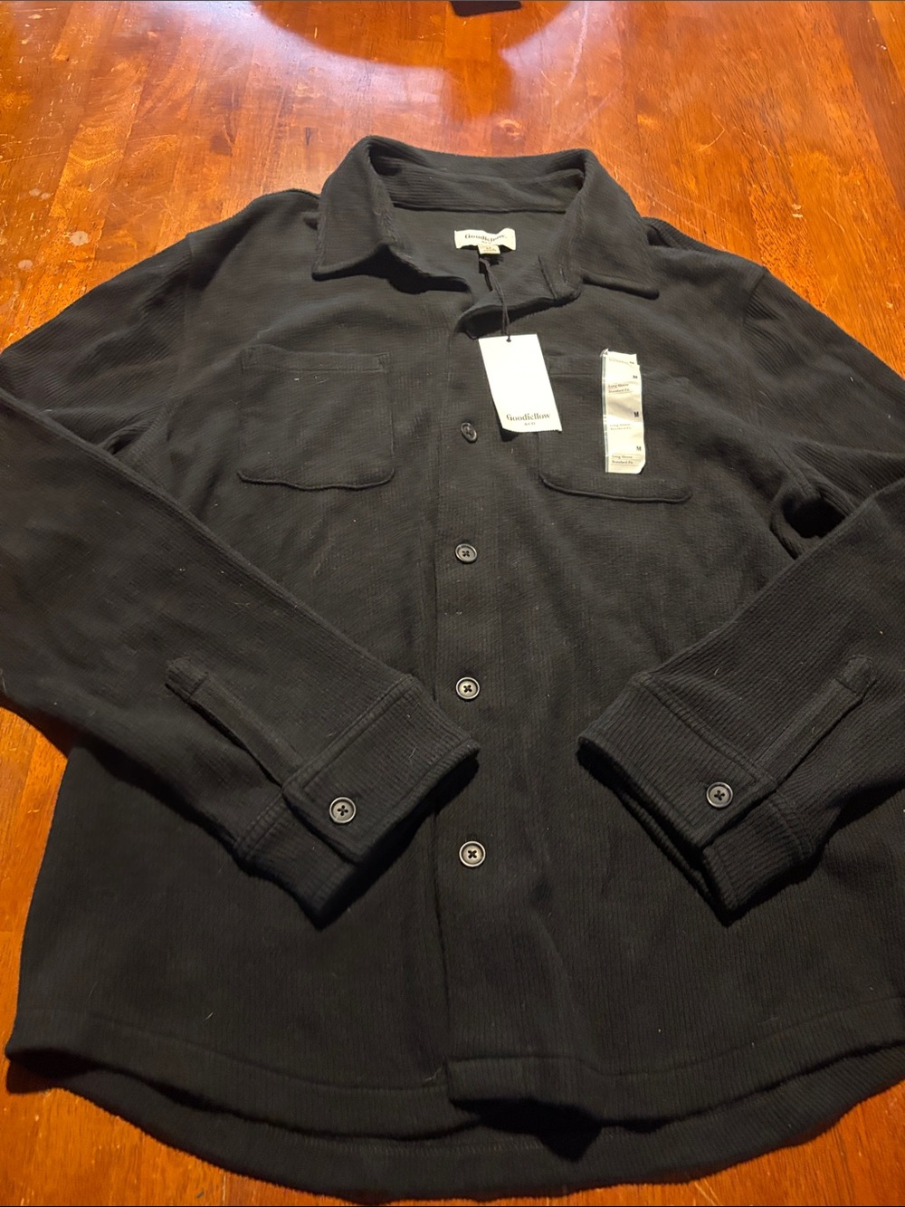 Goodthreads Black Ribbed Button-Front Shirt Jacket - Picture 4 of 4
